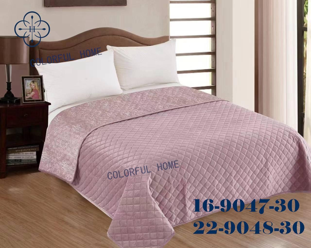 Велюрове стьобане покривало з двома наволочками 50/70 на велике ліжко 220х230, фото 1