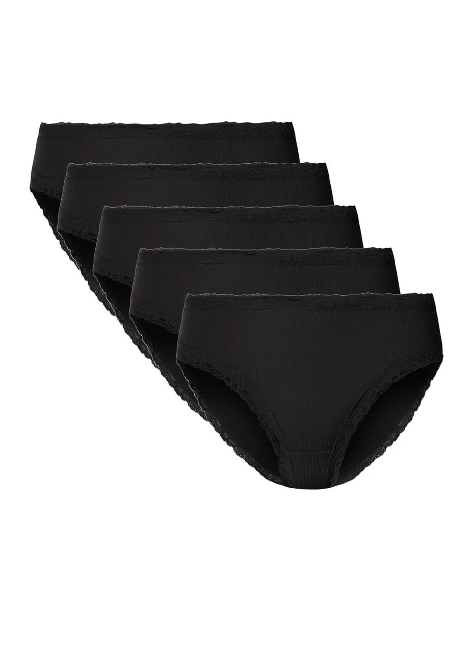 Комплект трусиків в рубчик з мереживом (5шт), фото 1