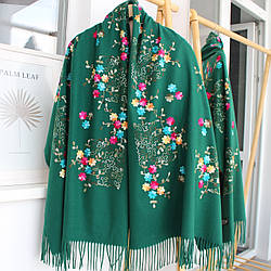 Кашеміровий шарф "Магія природи" смарагдовий 134014