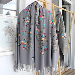 Кашеміровий шарф "Магія природи" сірий 134024