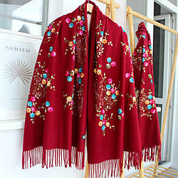 Кашеміровий шарф "Магія природи" бургунді 134025