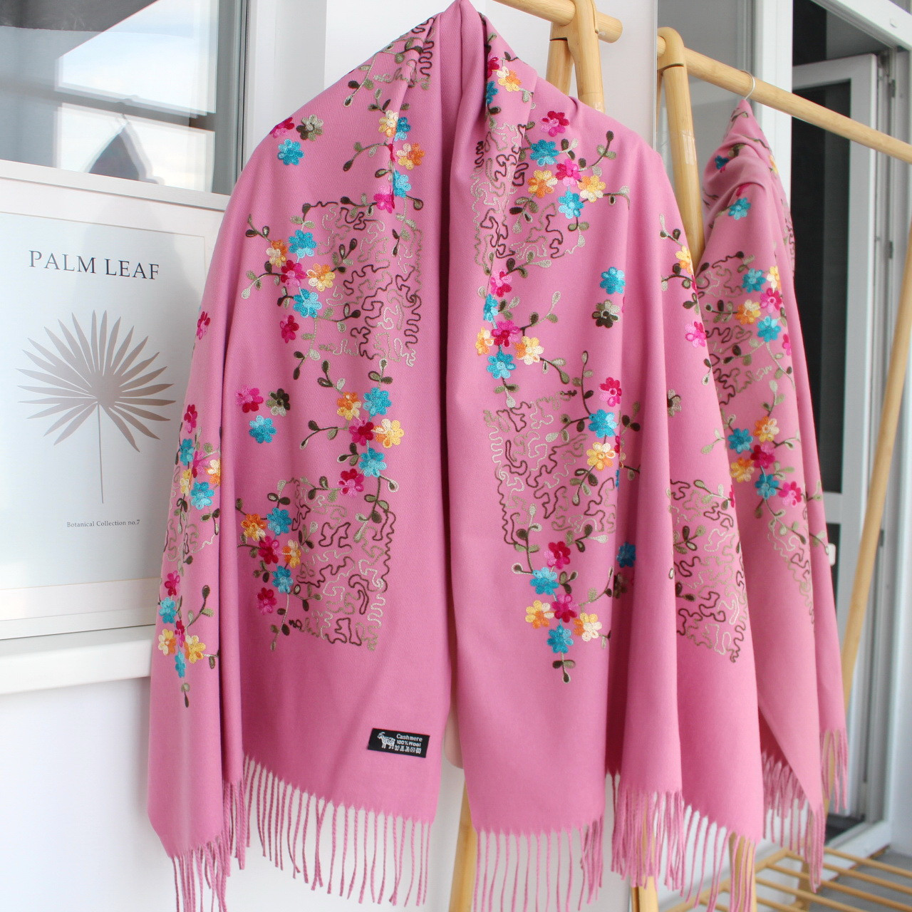 Кашеміровий шарф "Магія природи" малиновий 134026, фото 1