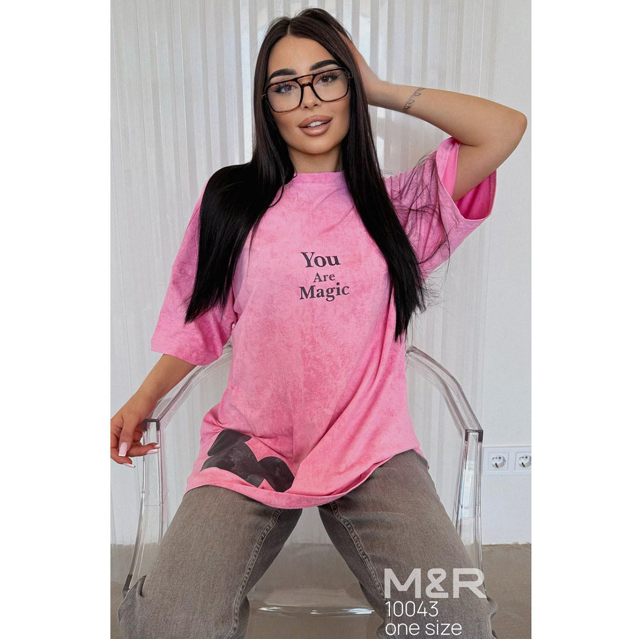 Футболка жіноча OverSize "Інстаграмні моделі" (Один колір або Мікс) Розмір: Один 46- 50 (21321-2), фото 1