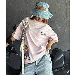 Рожева жіноча футболка OverSize "Teddy Smile" (Один-колір або Мікс) Розмір: Один 46- 50 (21322-1)