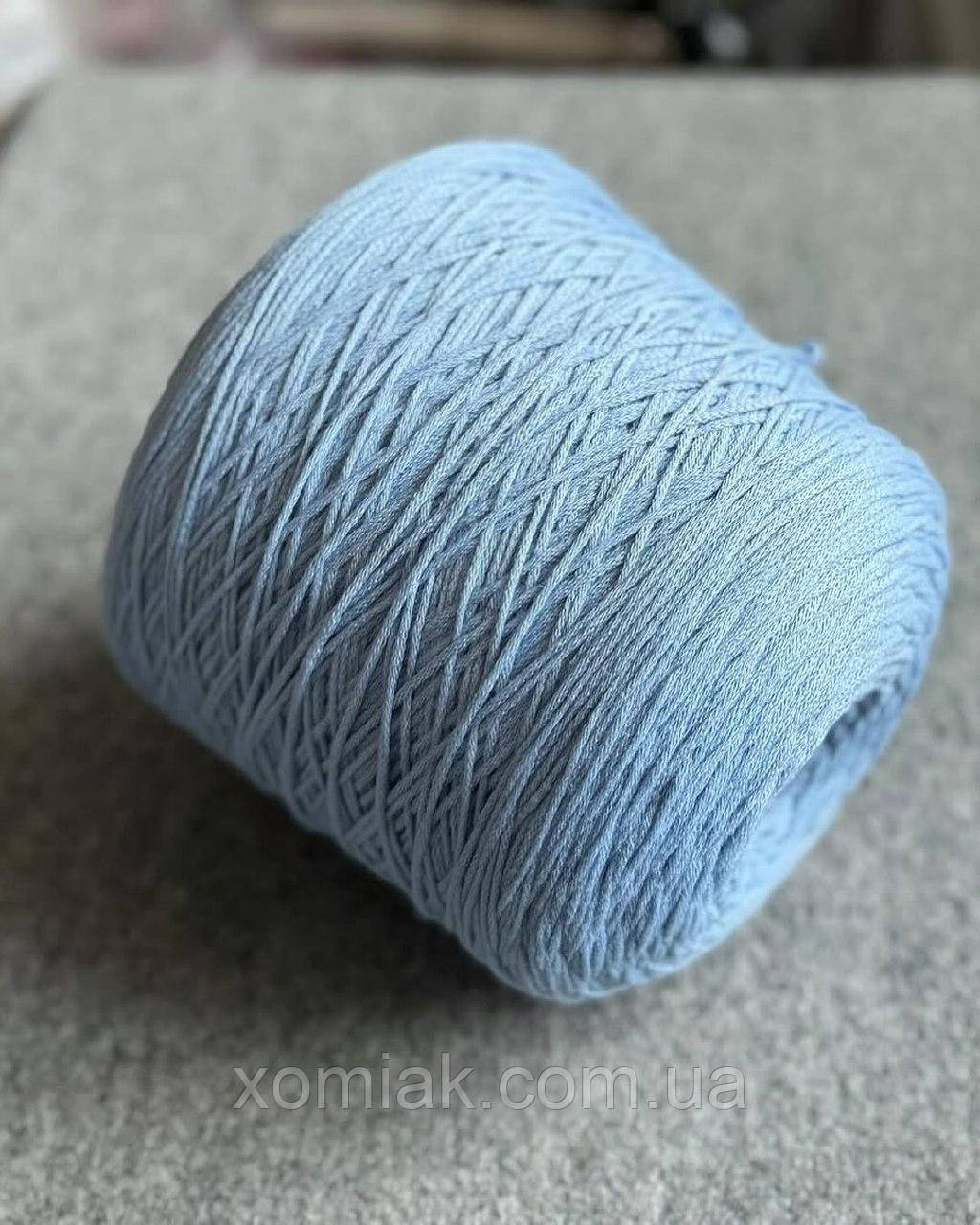 Пряжа кардний меринос шнурочком Park merino BeMiVa блакитний, 100 грамів