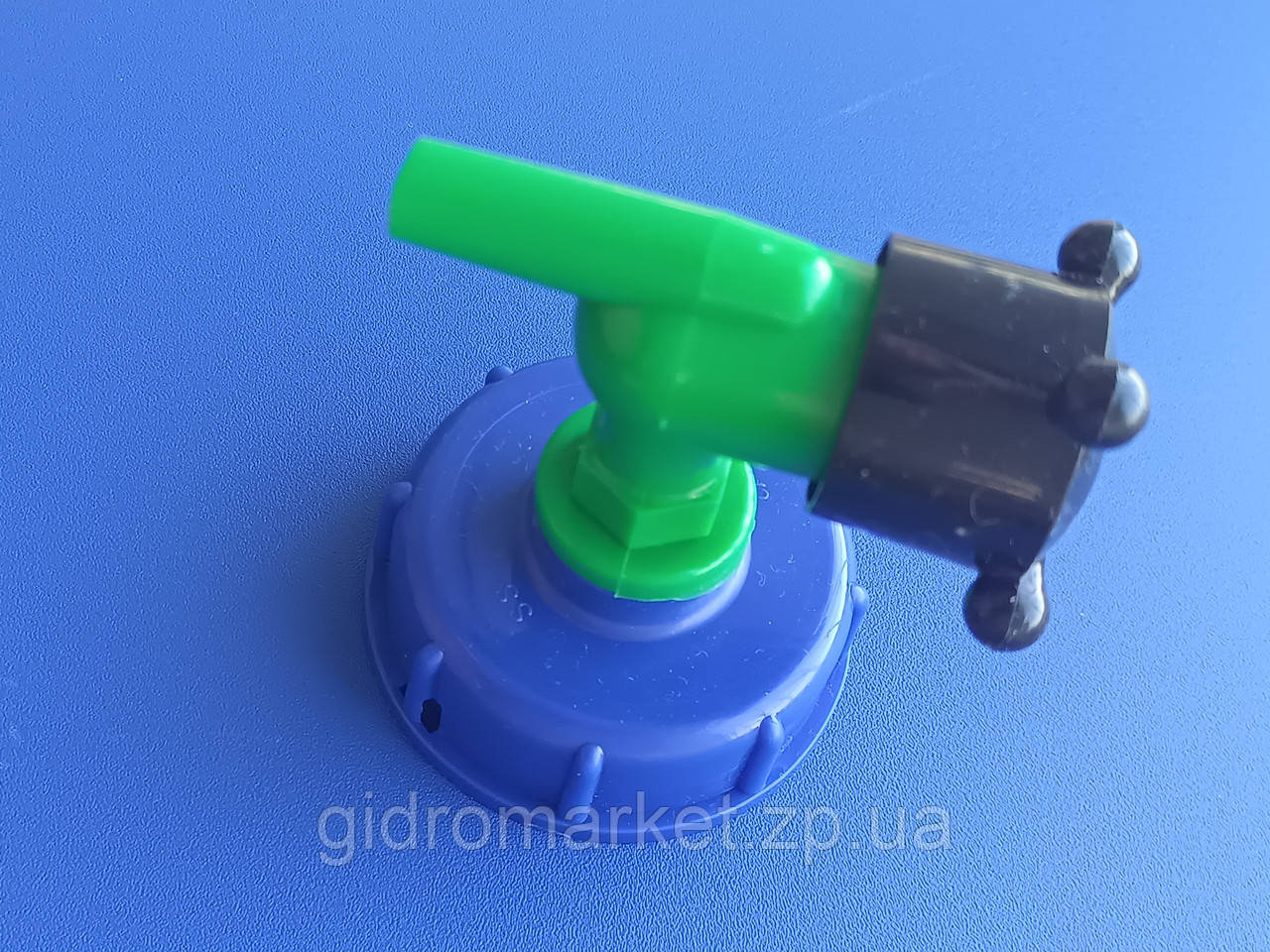 Перехідник із краном для єврокуба D-60 мм, на різь 15 мм (1/2" дюйма), перехідник на кран єврокуба, фото 1
