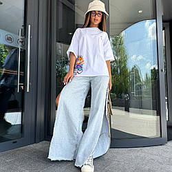 Біла жіноча футболка OverSize "Teddy Smile" (Один колір або Мікс) Розмір: Один 46- 50 (21322-4)