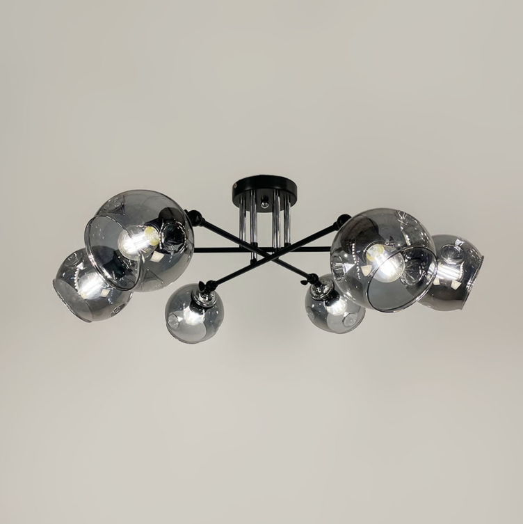 Світильник у чорному корпусі на 6 графітових плафонів 51810/6 CH+BK+GR, фото 1