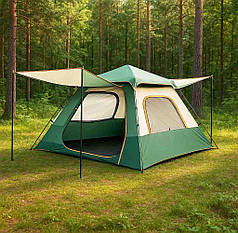 Намет туристичний з навісом й автоматичним каркасом 2 x 1,8 м