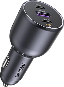 Автомобільний зарядний пристрій для телефона Ugreen 130 W 2xUSB-C 1xUSB-A Black (EC705), фото 1