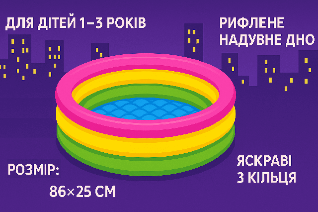 Надувний дитячий басейн Intex Веселка 86×25 см