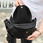 Бананка топова шкіряна чоловіча модна містка повсякденна чорна TD-37698, фото 3