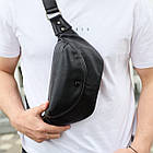 Бананка топова шкіряна чоловіча модна містка повсякденна чорна TD-37698, фото 4