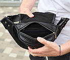 Бананка топова шкіряна чоловіча модна містка повсякденна чорна TD-37698, фото 7