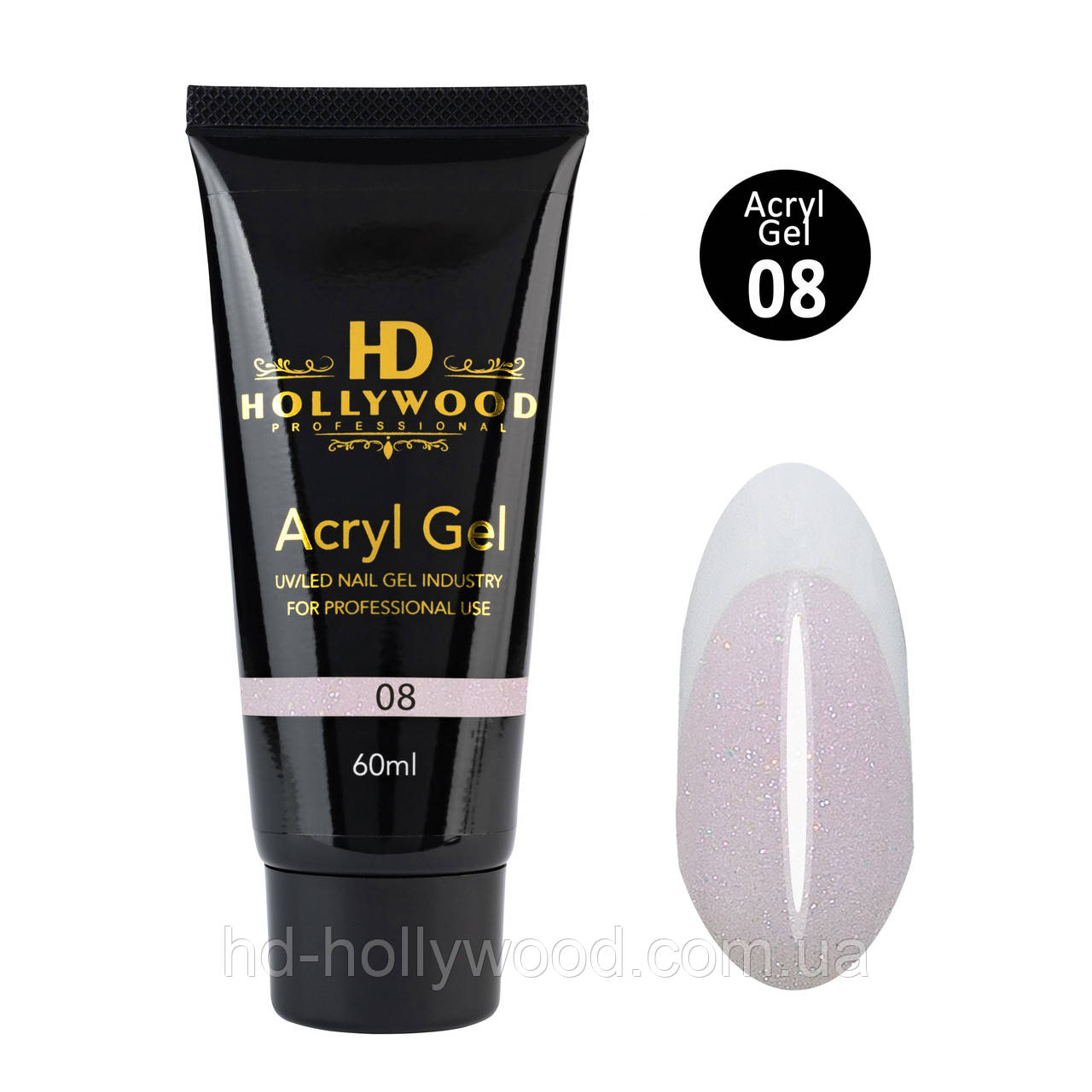 Акригель Полигель 08 Акрилатик Акрил гель Шімер HD Hollywood 60 гр, фото 1