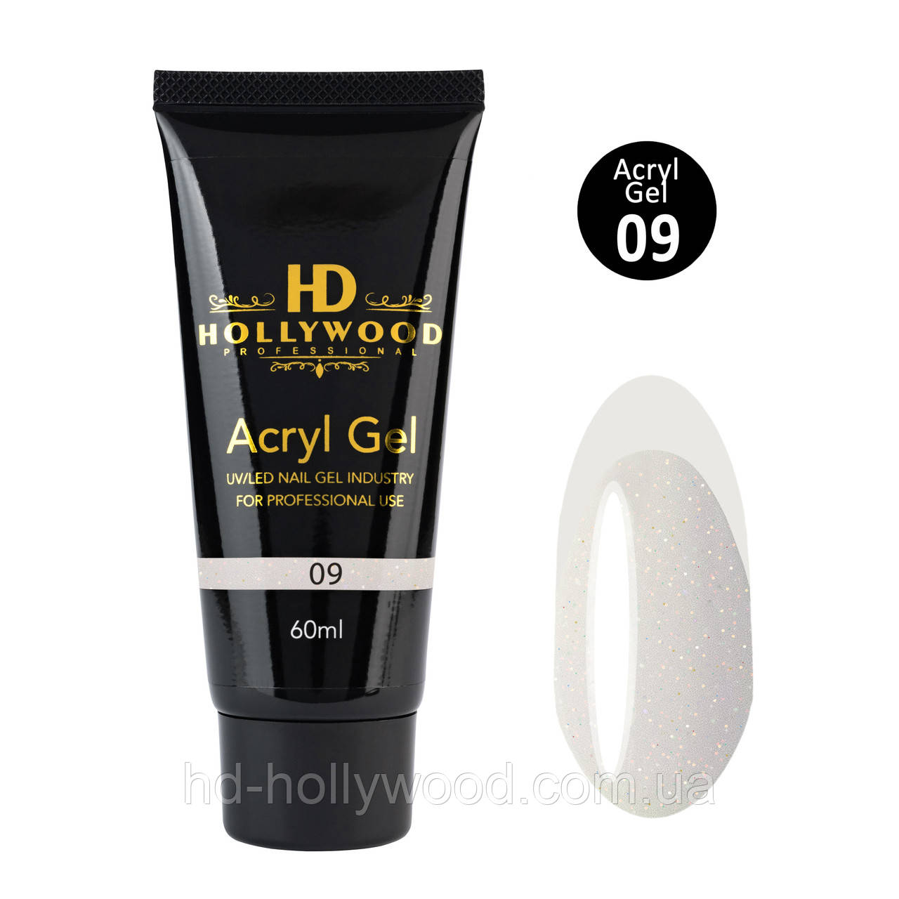 Акригель Полигель 09 Акрилатик Акрил гель Шімер HD Hollywood 60 гр, фото 1