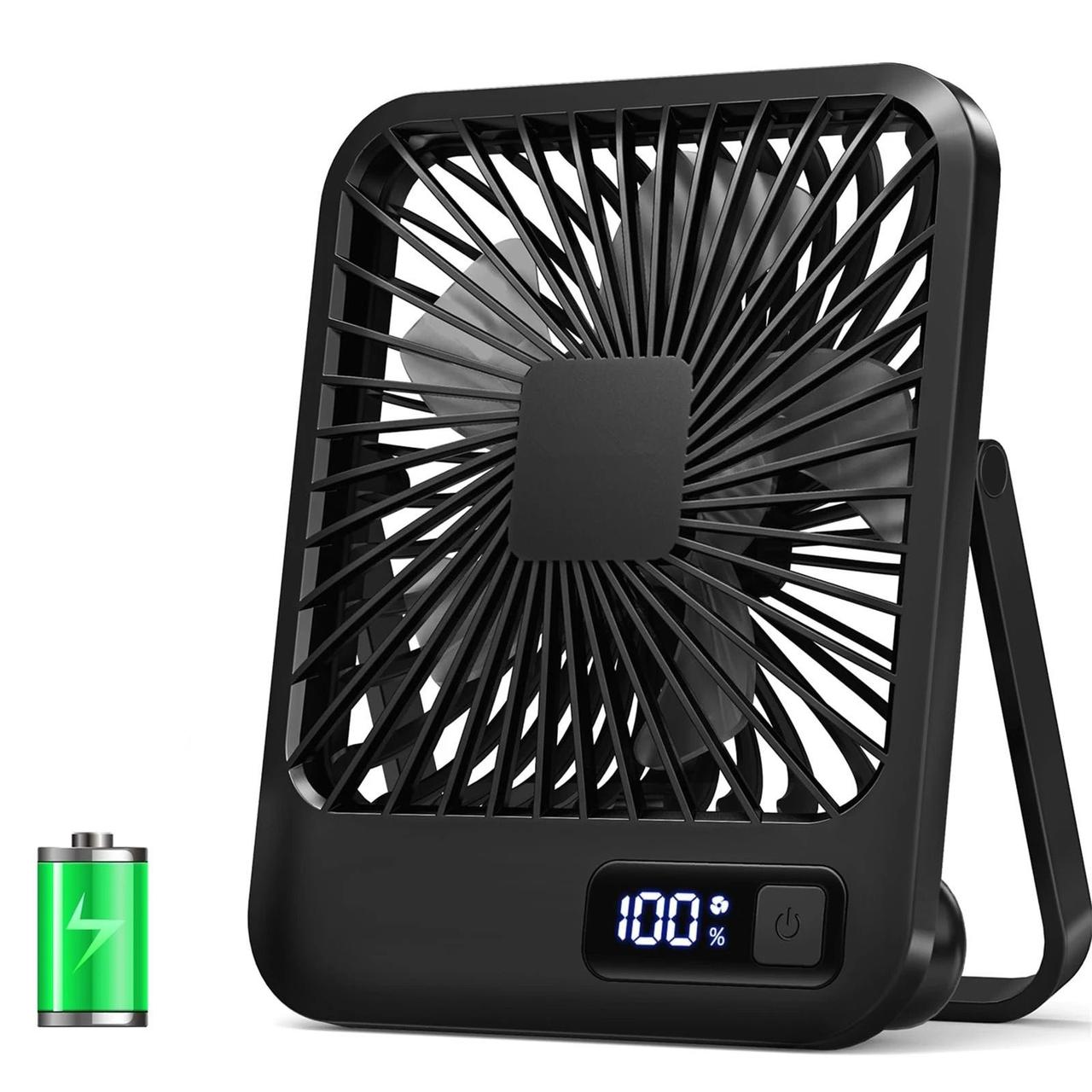 Бездротовий настільний вентилятор із дисплеєм | 5 швидкостей | акумулятор, фото 1