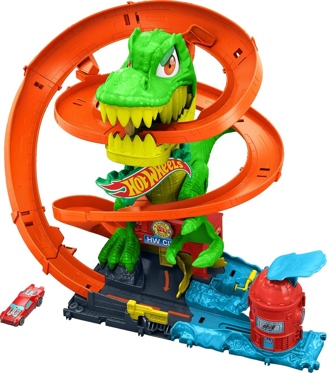 Трек Т-Рекс Hot Wheels Toy Car Track Set, City T-Rex Blaze Battle Playset