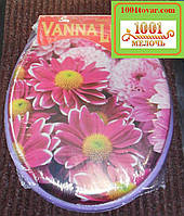 Сидіння м'яке з кришкою для унітазу Vanna Lux "Хризантеми"