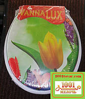 Сидіння м'яке з кришкою для унітазу Vanna Lux "Тюльпани"