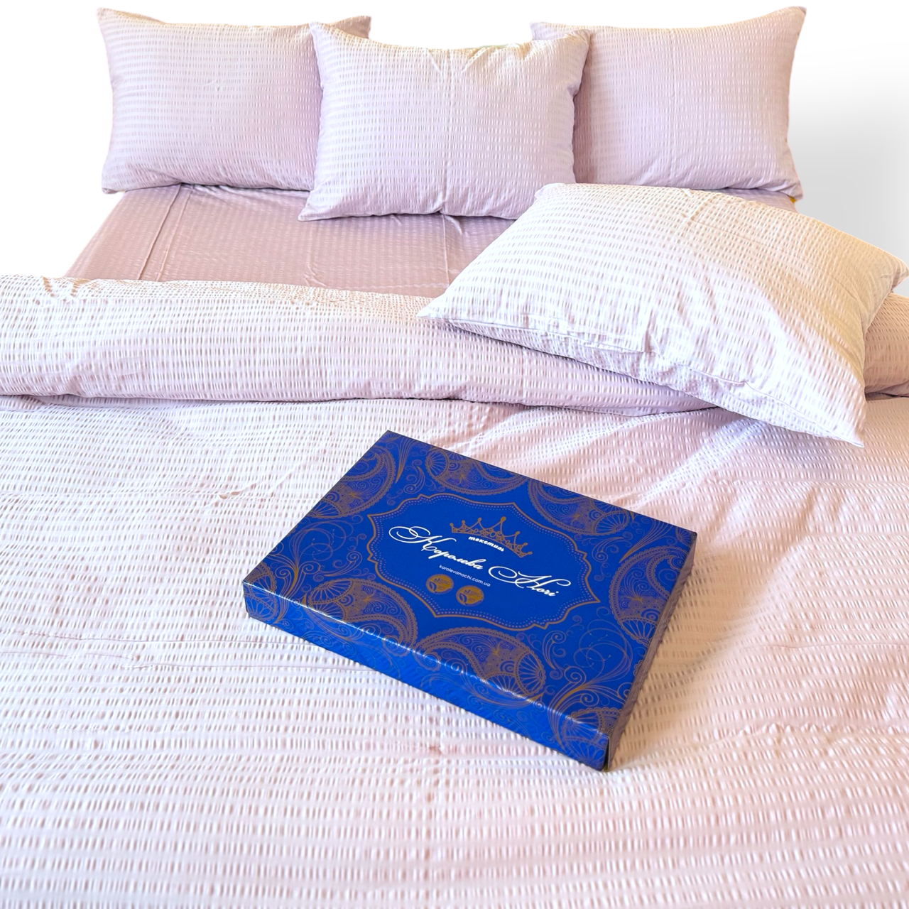 Постільна білизна Королева Ночі (Сатин Жатка Premium) | Полуторний комплект | 50х70 | Однотонний бузковий, фото 1