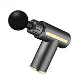 Перкусійний масажер для тіла Massage Gun | 6 режимів, 4 насадки, акумуляторний | Сірий, фото 3