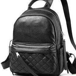 Жіночий шкіряний рюкзак міський. Модний рюкзак жіночий. Рюкзак з натуральної шкіри чорний 49334