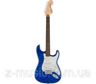Електрогітара SQUIER AFFINITY SERIES FSR STRATOCASTER QMT SAPPHIRE BLUE TRANSPARENT, фото 1