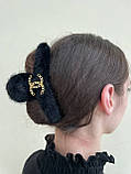 Пухнастий краб для волосся Шанель/зручна шпилька для довгого волосся, фото 5