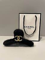 Пухнастий краб для волосся Шанель/зручна шпилька для довгого волосся