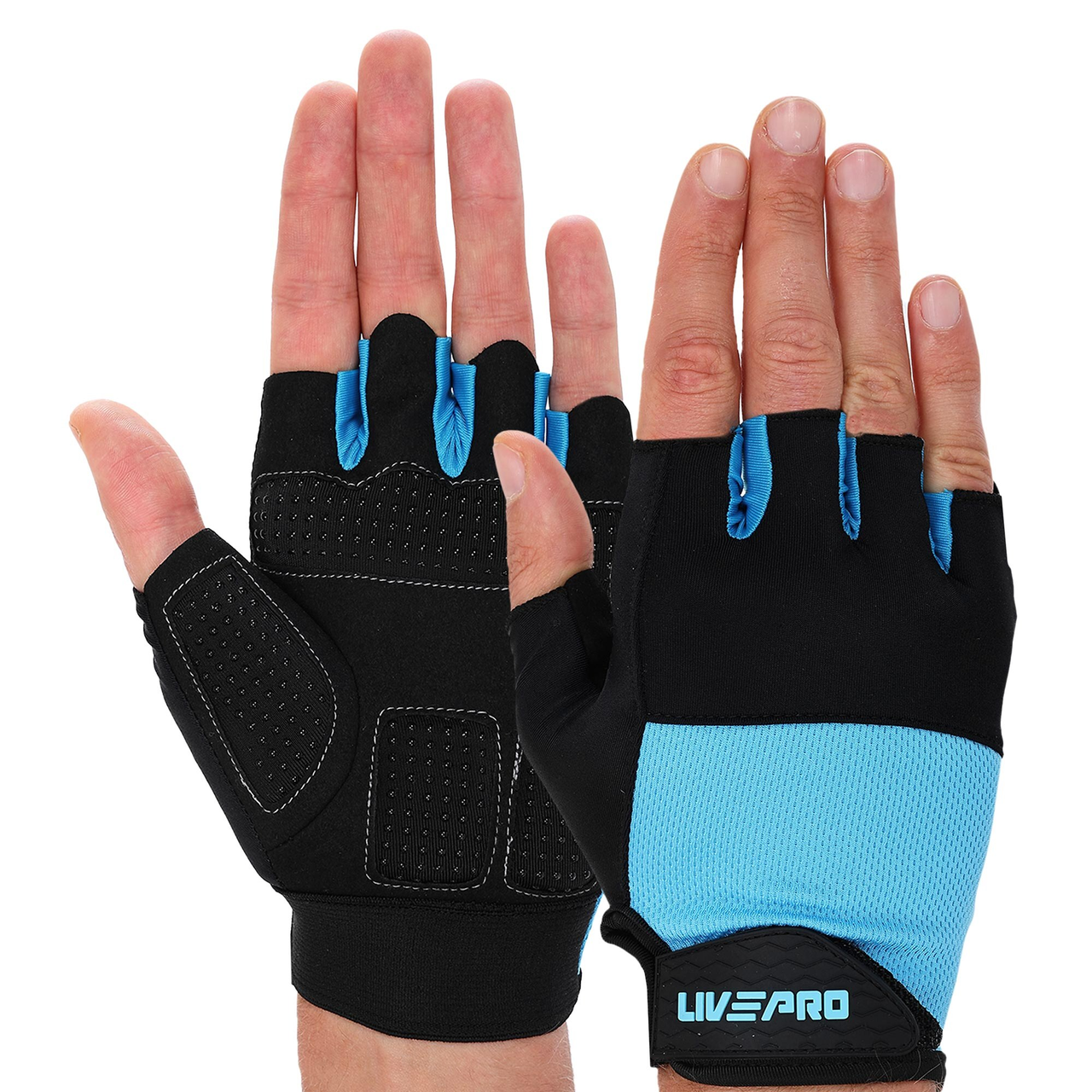 Рукавички для фітнесу та силових тренувань LiveUp LP8260 Чорний-синій (М-L), фото 1