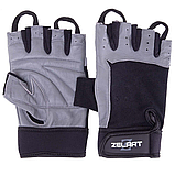 Рукавички для фітнесу та силових тренувань Zelart SB-161589 Чорний-сірий (S-2XL), фото 6