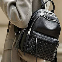 Жіночий шкіряний рюкзак міський 35х26х17, наплічник з натуральної шкіри, чорний