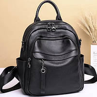 Женская кожаная сумка наплечная городская 21х28х13, рюкзак для каждого дня, черный