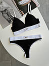 Комплект білизни жіночий (топ та трусики) - Чорно-білий, фото 6
