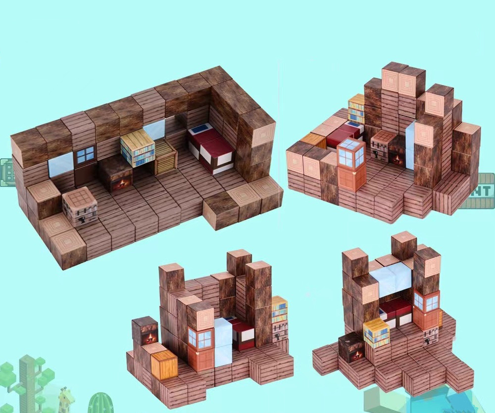 Магнітний конструктор Майнкрафт Minecraft Дерев'яний будиночок (80 деталей) від Obetty