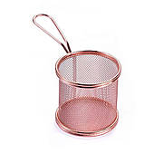 Кошик сервірувальний для фрі та снеків 9×9×9 см з гальванічним покриттям Рожевий HP-19-5-R