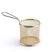 Кошик сервірувальний для фрі та снеків 9×9×9 см з гальванічним покриттям Золотий HP-19-5-G