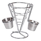 Кошик для картоплі фрі із соусниками конусна 15х15х13.5 см HP-19-7