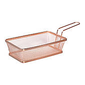 Кошик сервірувальний для подачі фрі та снеків 21х11.5х5.5 см з нержавіючої сталі Рожевий HP-19-11-R