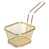Кошик сервірувальний для фрі та снеків 13×11×7 см з гальванічним покриттям Золотий HP-19-4-L-G