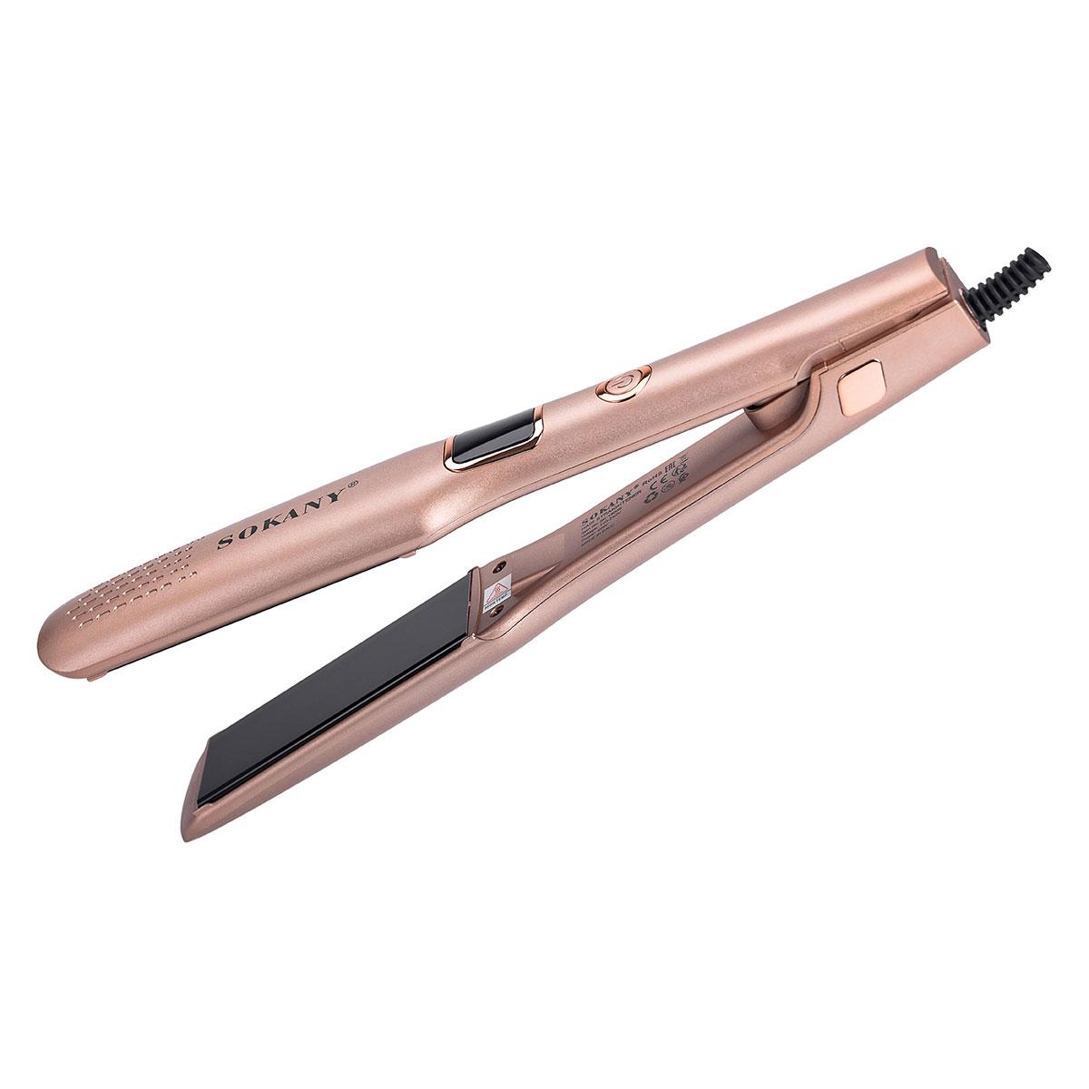 Випрямляч для волосся 50 Вт плойка щипці для короткого та довгого волосся з керамічним покриттям Рожевий Sokany SK-15009