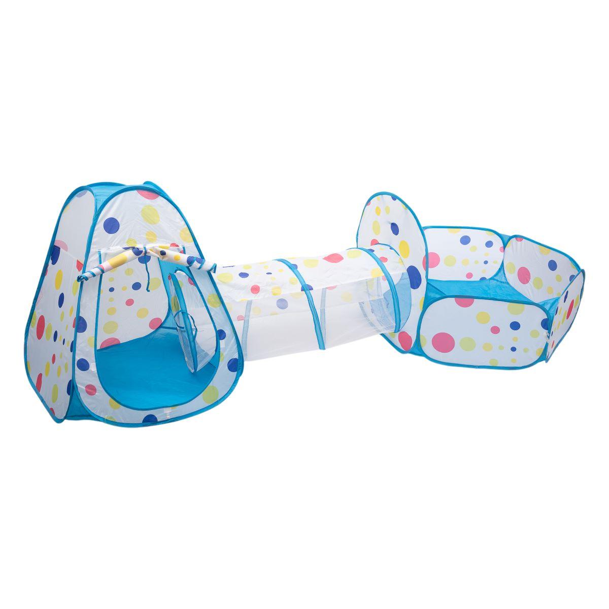 Намет дитячий 3 в 1 70×70×90 см ігровий намет з тунелем і басейном Блакитна HP-S-4NDBL, фото 1