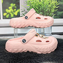 Крокси сабо жіночі на об'ємній підошві Jose Amorales рожевого кольору з джибітсами 4980-3, фото 2