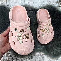 Крокси сабо жіночі на об'ємній підошві Jose Amorales рожевого кольору з джибітсами 4980-3, фото 4