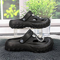 Крокси жіночі на об'ємній підошві Jose Amorales чорні з прикрасами 4980-5, фото 2