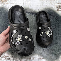 Крокси жіночі на об'ємній підошві Jose Amorales чорні з прикрасами 4980-5, фото 4