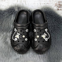 Крокси жіночі на об'ємній підошві Jose Amorales чорні з прикрасами 4980-5, фото 5