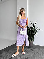 Женское летнее платье в цветок лавандового цвета 33500 42/44