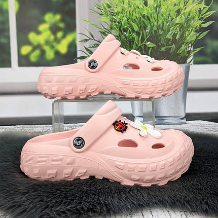 Крокси жіночі на об'ємній підошві Jose Amorales рожевого кольору з джибітсами 4980-3, фото 1